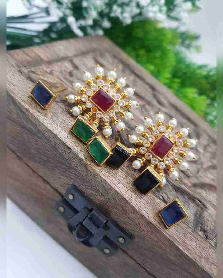 Stone changing earrings online hot sale