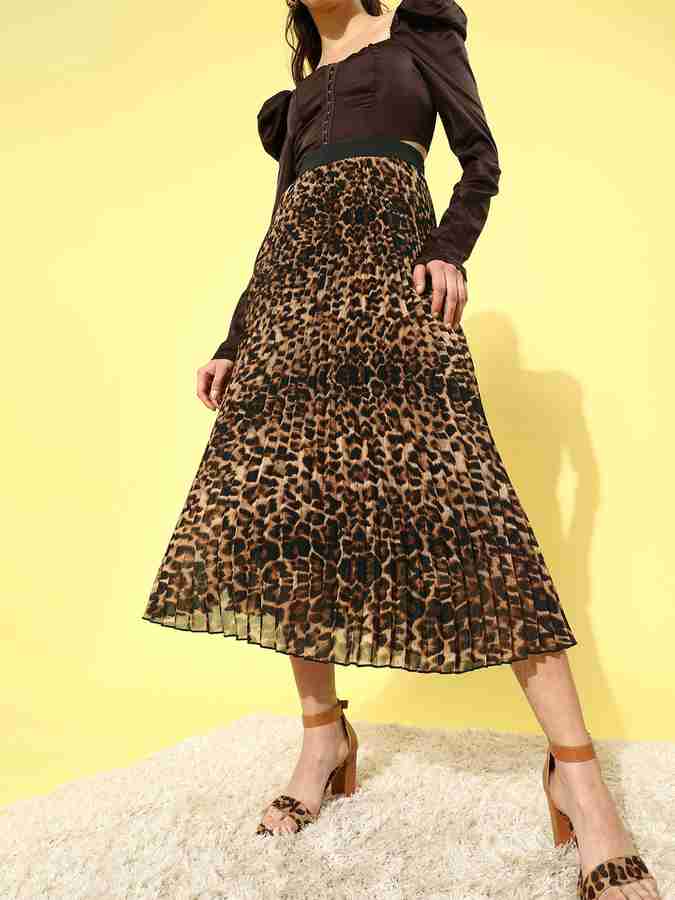 Yellow and black animal print skirt clearance