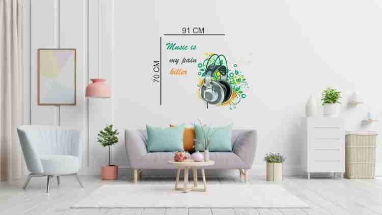 Sahaj Décor 91 cm Music Is My Pain Killer Stylish Headphone Wall