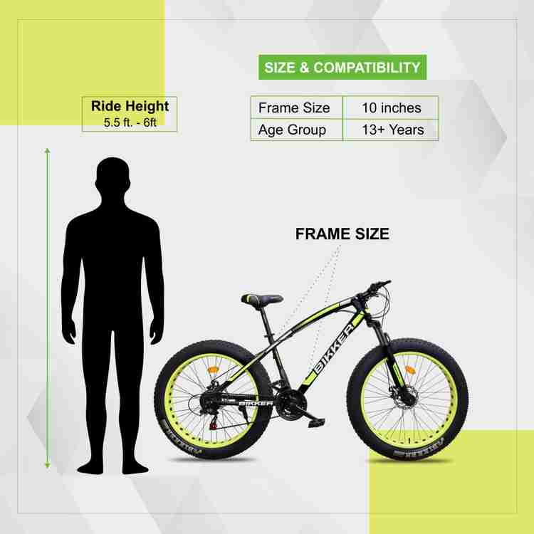 BIKKER Fat Tyre Cycle for Men with Dual Disc Brake Front