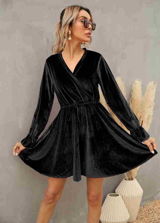 Urbanic Women A-line Black Dress - Flipkart