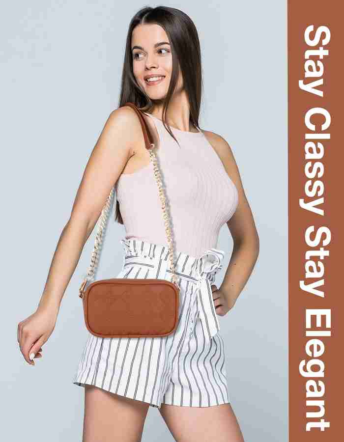 Pramadda Pure Luxury Tan Sling Bag Stylish Leather Sling Bags For Girls Side Crossbody Shoulder Purse Women. Classic Tan Price in India Flipkart