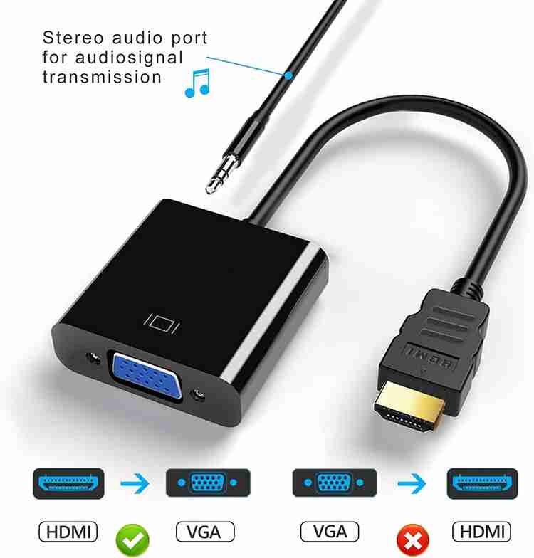 Teratech TV out Cable 1080p Hdmi To Vga Converter With 3.5mm Aux