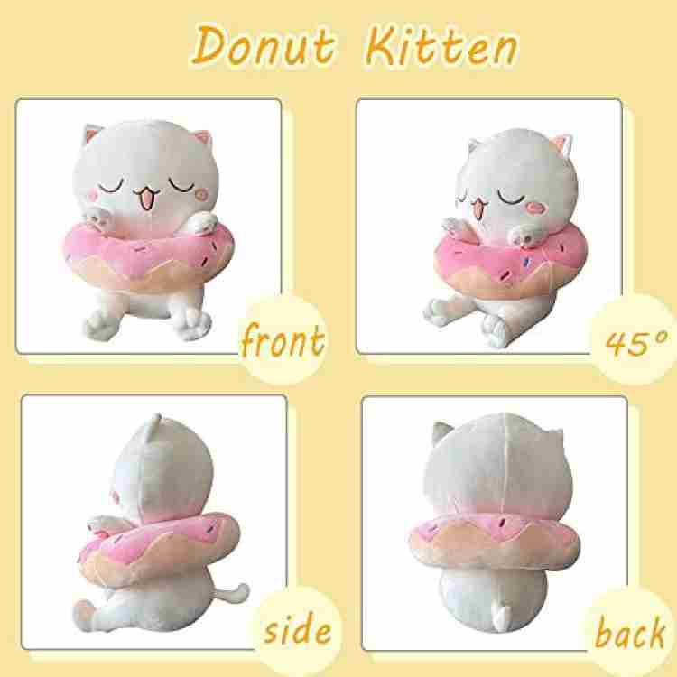 aixini 10inch Cute Cat Plush with Donut Stuffed Squishy Animal