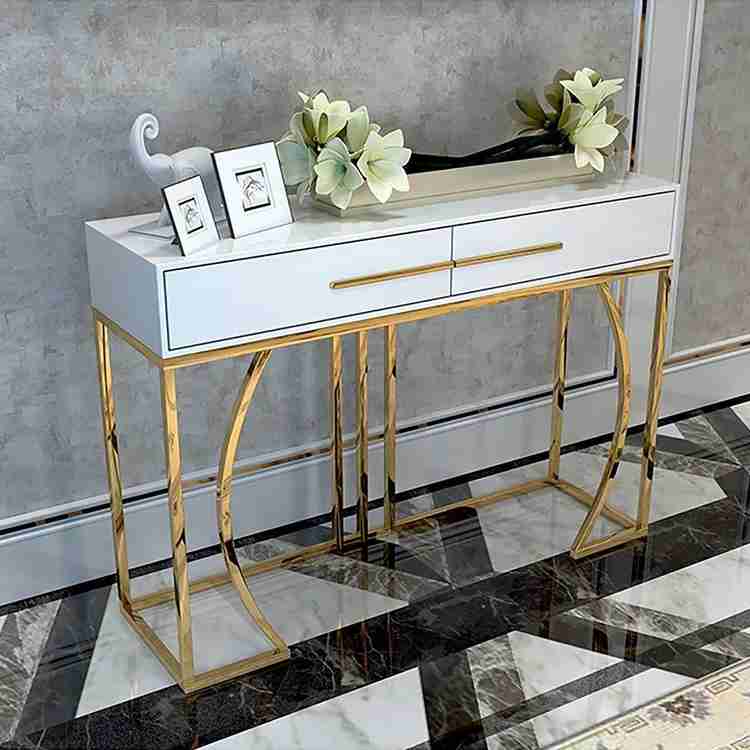 White and shop gold entryway table