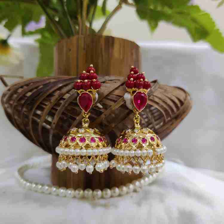 Pearl jhumka clearance earrings