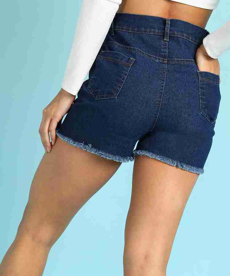 Blue denim shorts womens best sale