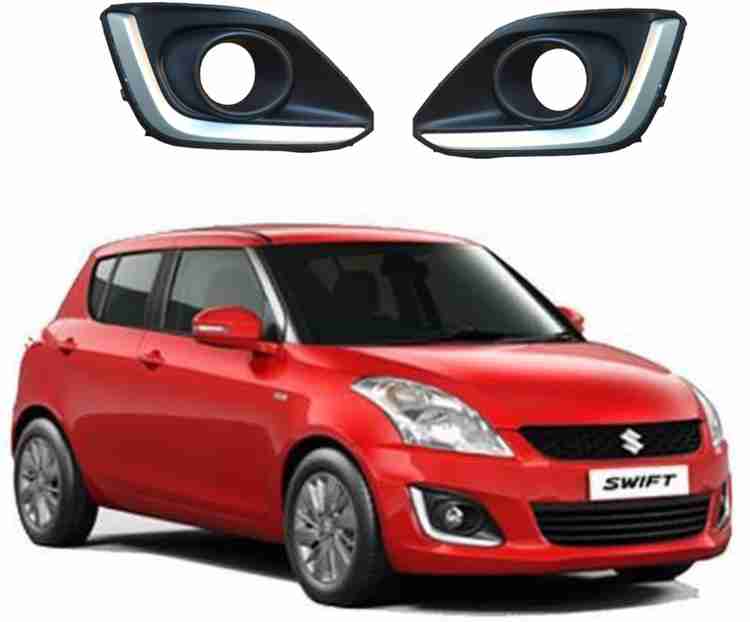 AMARIO Black With Silver Finish Fog Light Cover for Maruti Swift