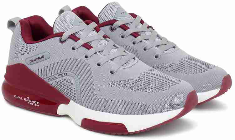 Maroon and grey shoes top