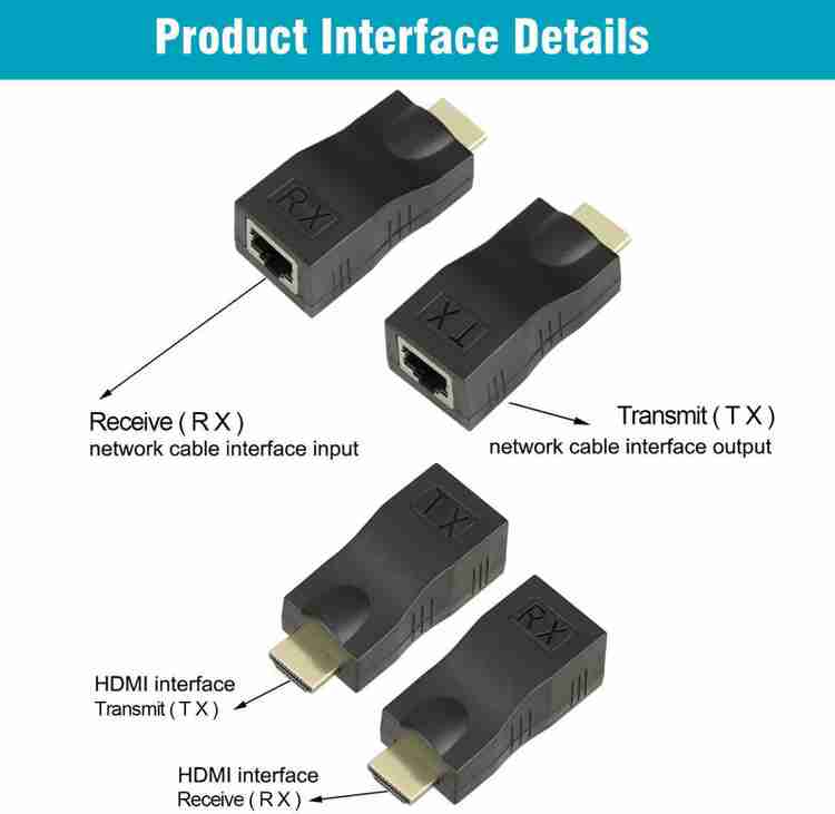 microware 2Pcs 4K 1080P HDMI Extender to RJ45 Over Cat 5e 6