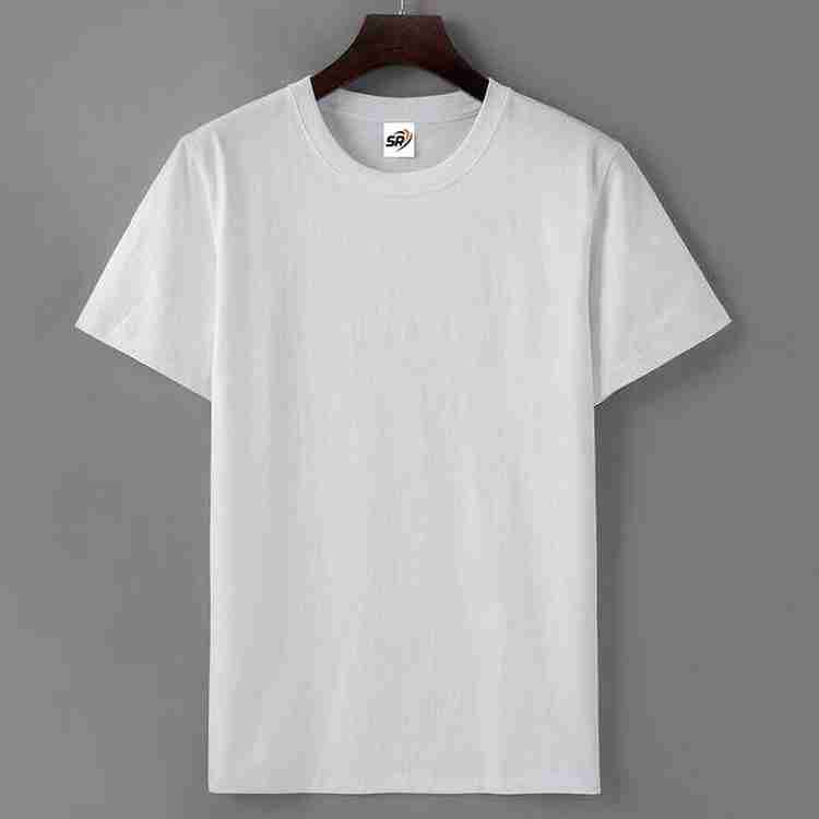 White colour round neck t shirt discount