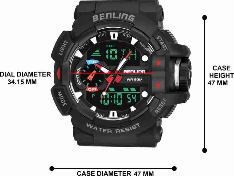 Benling SKBLANDG 6005 BLU BLK Ana Digital Series Luminous Light
