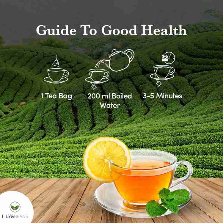 Green tea with lemon at night shop