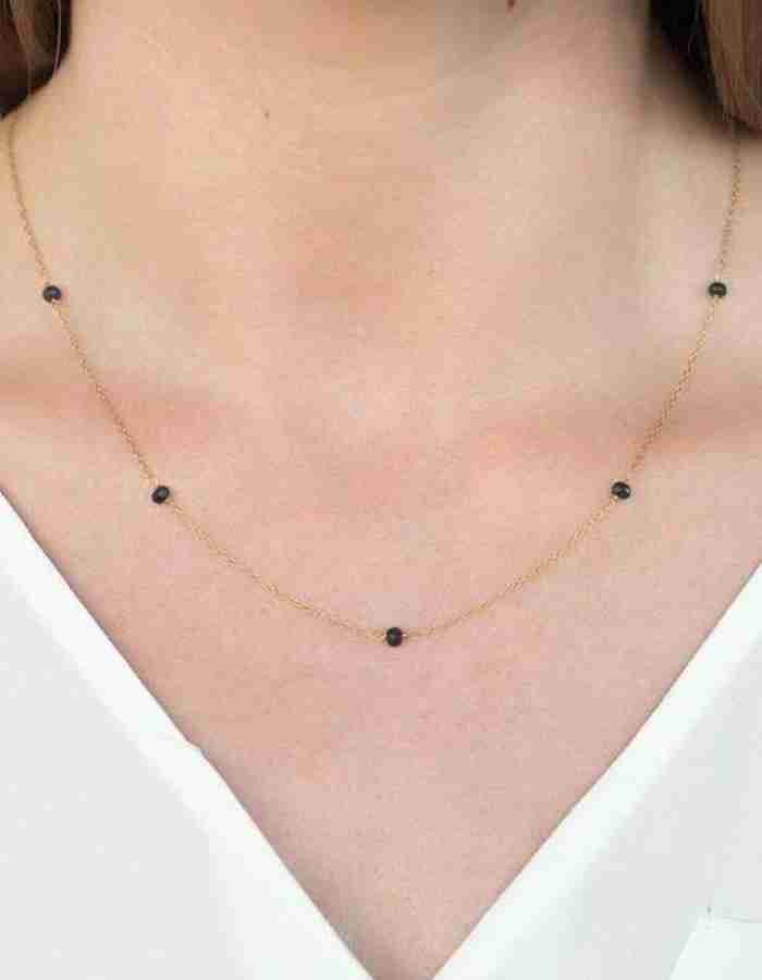 Black pearl necklace gold chain discount