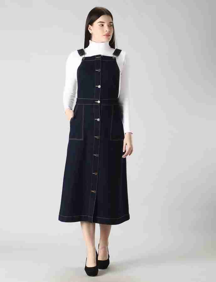 Again Fashions Women Pinafore Blue White Dress Buy Again