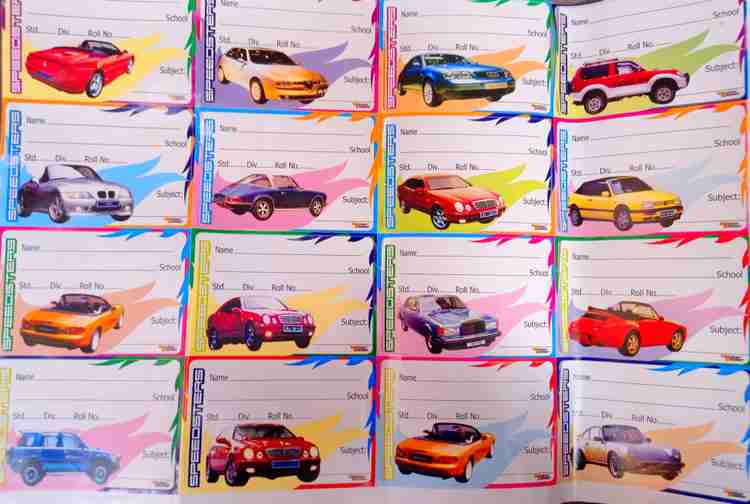 Super Cool 8 cm cars stickers name slip for kids pack of 80