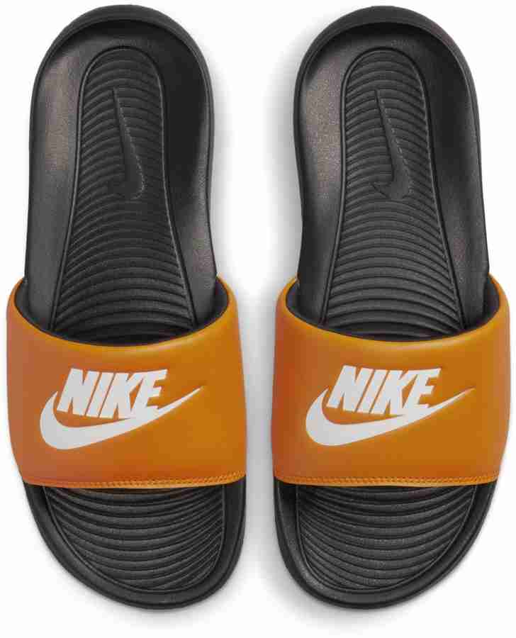 Orange and white nike slides deals