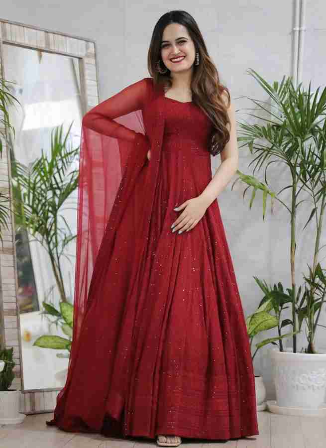 Sleeveless anarkali sale gown