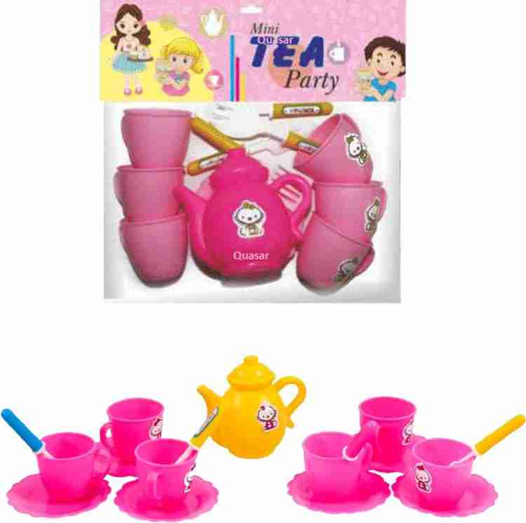 Quadrants Tea Party Pretend Play Set for Kids Teapot Plastic Tea