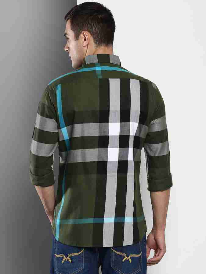 Dennis Lingo Men Checkered Casual Green Shirt - Buy Dennis Lingo