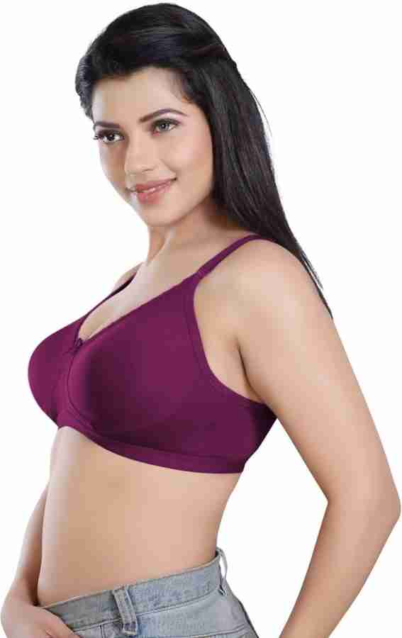 SENSITRA 34 D Cup - Plus Size -Jiggle Control Full Support Combed Cotton  Bra -Wine Women Minimizer Non Padded Bra - Buy SENSITRA 34 D Cup - Plus  Size -Jiggle Control Full