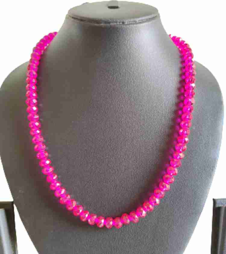 Haryali Dark pink color 8mm crystal necklace for woman girl Crystal Crystal Necklace Price in India Buy Haryali Dark pink color 8mm crystal necklace for woman girl Crystal Crystal