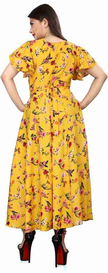 WWFashion Women Gown Yellow Dress - Buy WWFashion Women Gown Yellow Dress  Online at Best Prices in India