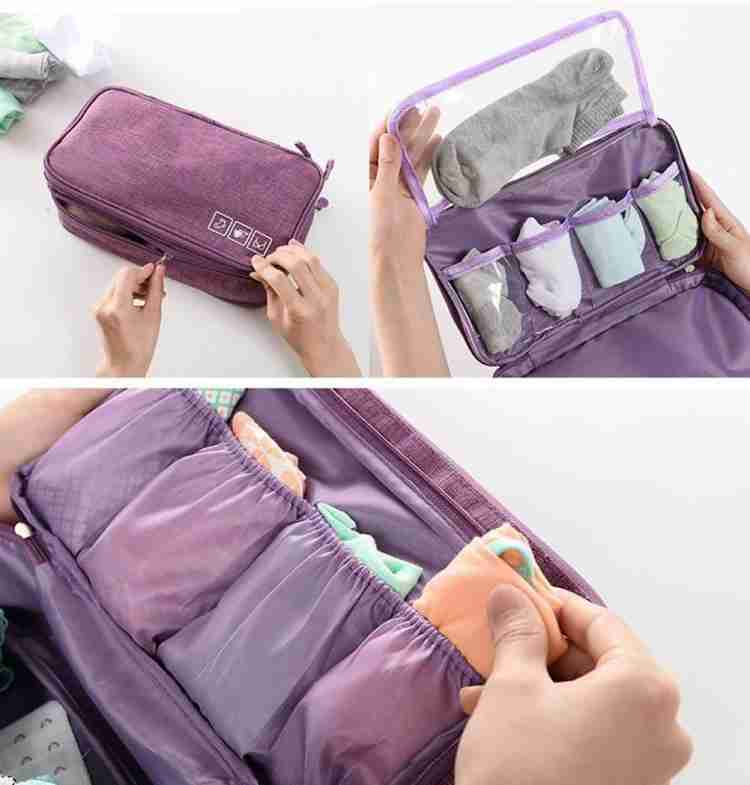 SHUANG YOU Organizer Bag Toiletry Travel Bag for Storage of Bra Underwear  Cosmetics Travel Toiletry Kit Purple - Price in India