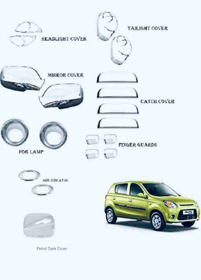 paxauto Exterior Chrome Accessories Combo Kit For Alto 800 T 2 2016 2018 Set Of 21Pcs Chrome Maruti Alto 800 Side Garnish Price in India Buy paxauto Exterior Chrome Accessories Combo Kit For