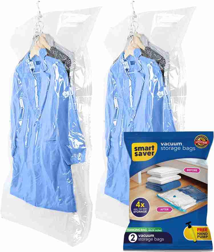 Smart Saver Hanging Vacuum Storage Bags For Coat Dress Suit Jacket Sweater Winter Coats Hanging Storage Vacuum Bags Price in India Buy Smart Saver Hanging Vacuum Storage Bags For Coat Dress