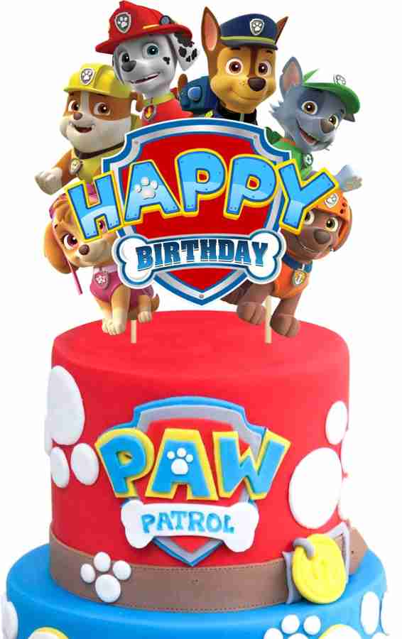 ZYOZI Paw Patrol Party Cake Topper 1 Pcs themed Birthday Party Supplie Cake Topper