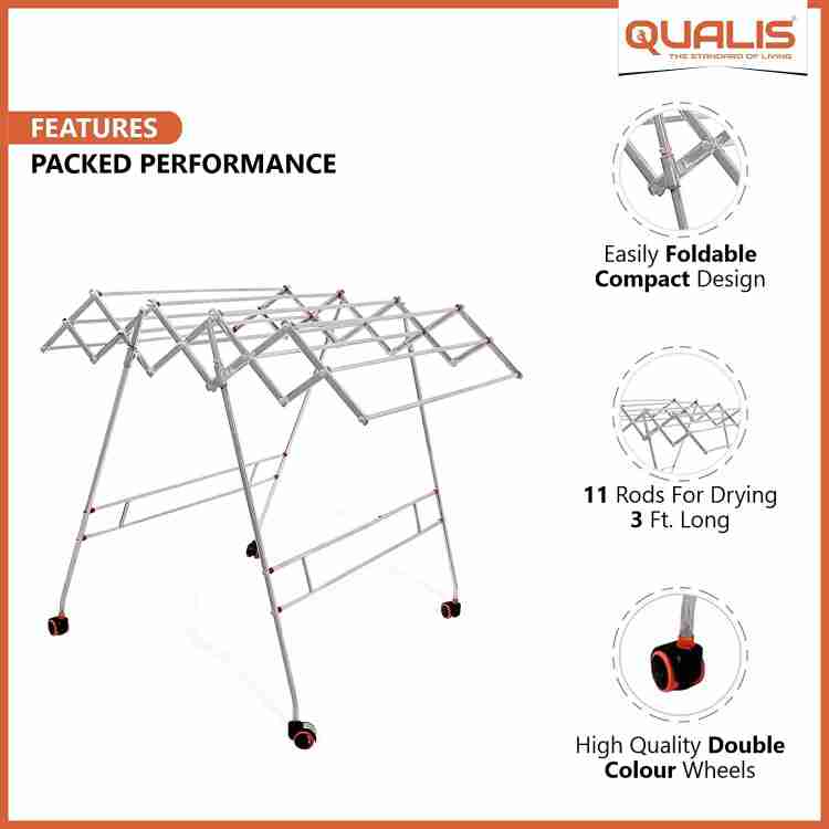 QUALIS Steel Floor Cloth Dryer Stand Stainless Steel Foldable Cloth Drying Stand for Balcony and Indoor Price in India Buy QUALIS Steel Floor Cloth Dryer Stand Stainless Steel Foldable Cloth Drying