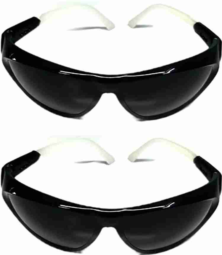 BUWCH 2 Pcs Branded Dark Curve Black Fiber Glass Light Weight Safety Goggles Welding Safety Goggle