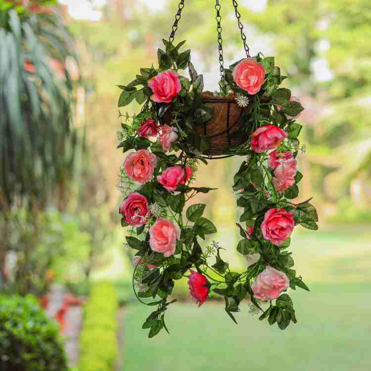 DULI Artificial Rose Creeper with Leaves for Home Office Garden Wall Decoration Pink Green Rose Artificial Flower Price in India Buy DULI Artificial Rose Creeper with Leaves for Home Office Garden