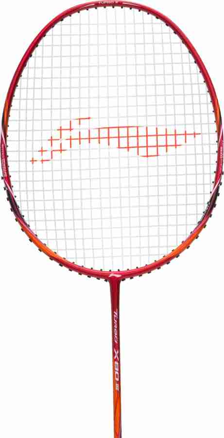 LI-NING Turbo X 80 III Strung Badminton Racket (Red, Copper) Red 