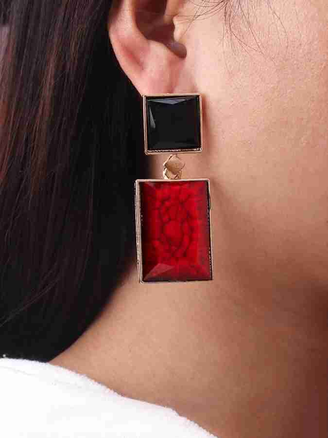 Large triangle ruby earrings,deep red triangle saving gemstone earring,red dagger earring,red dress earring,July birthday gift,Mother's Day gift