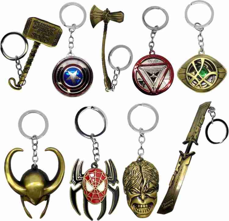 BIPS ENTERPRISES Marvel Avengers Keychain Combo Pack of 9 Metal keychain for bike car cycle Key Chain Price in India Buy BIPS ENTERPRISES Marvel Avengers Keychain Combo Pack of 9