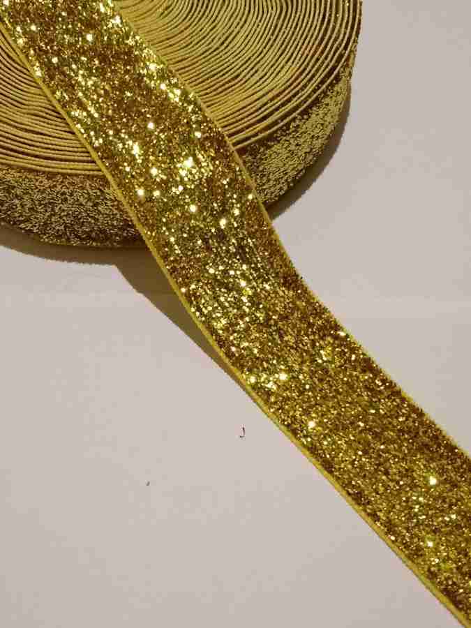 AKSHAR Golden Sparkle Glitter Ribbon Patti Lace 9 Meters