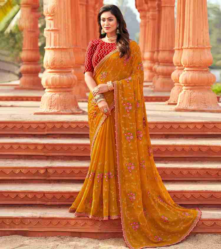 Flipkart chiffon party wear sarees hotsell