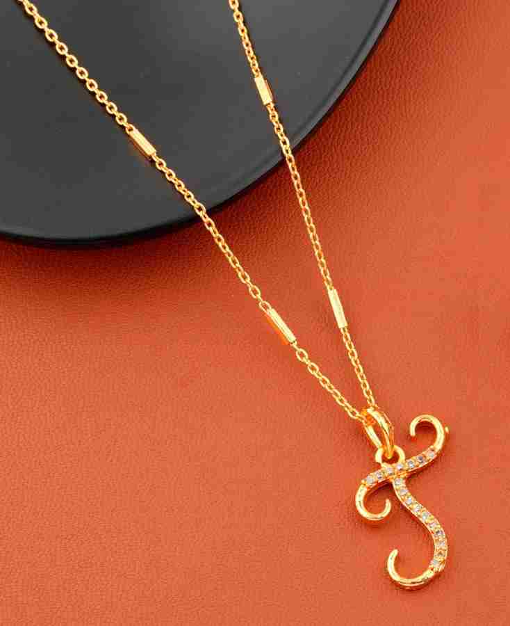 Jewel WORLD T name letter Diamond Pendant locket chain for girls
