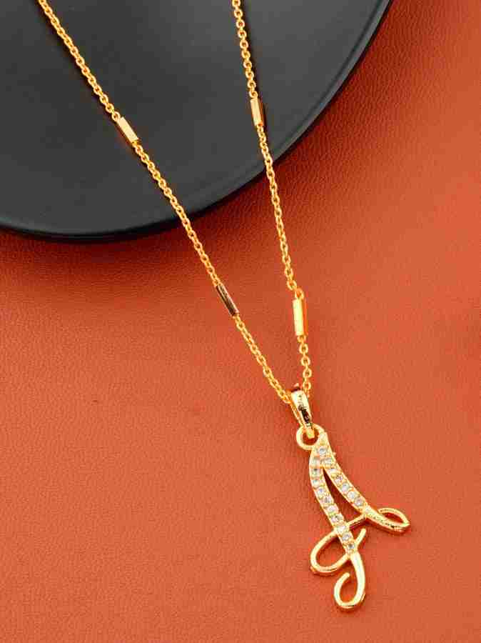 Jewel WORLD A name letter Diamond locket chain with letter ring