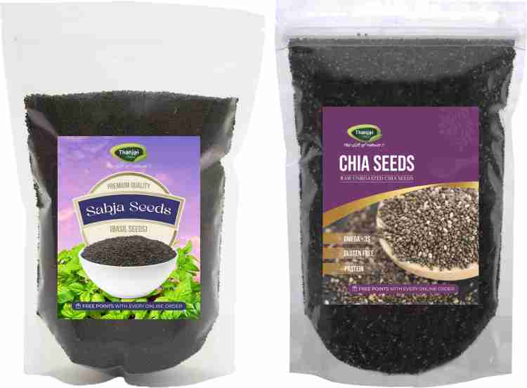 THANJAI NATURAL Sabja Seed 100g Chia Seed 100g Weight Loss