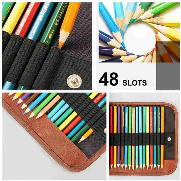 FRKB Empty Pencil Wrap for 48 Pencils Roll Up Pouch Art Canvas Pencil Box