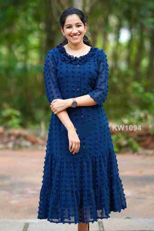 Lazzly Women Fit and Flare Blue Dress - Buy Lazzly Women Fit and Flare Blue  Dress Online at Best Prices in India