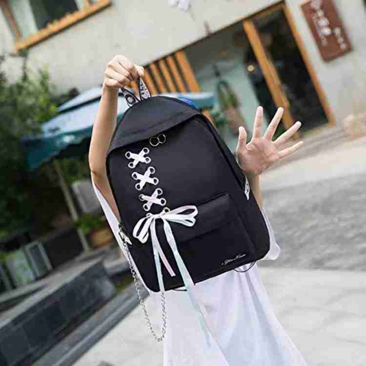 Kiyoa Collection New Stylish School Bag For Girls Women s College Travel Backpack for Girls 15 L Laptop Backpack Black Price in India Flipkart