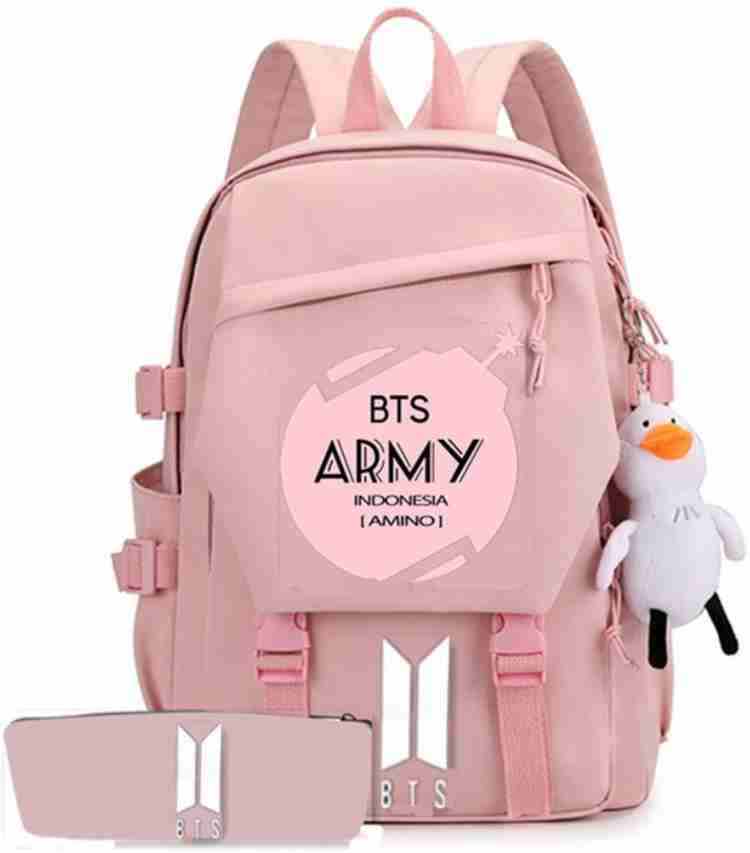 gustave BTS Prints School Backpack Travel Bag Students Laptop Bag for 15.6 inches Laptop 55 L Backpack Pink Price in India Flipkart