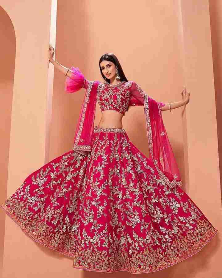 Pink lehenga choli on sale flipkart