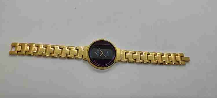 Sea force Ladies Watch Black Dial Golden Case and Golden Chain