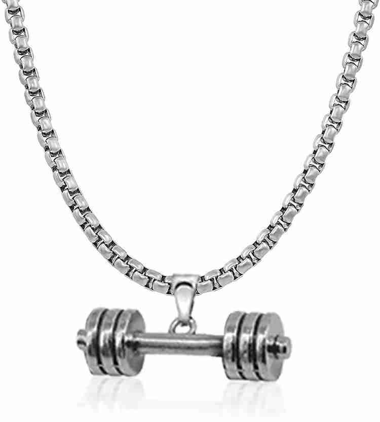 Silver on sale dumbbell necklace