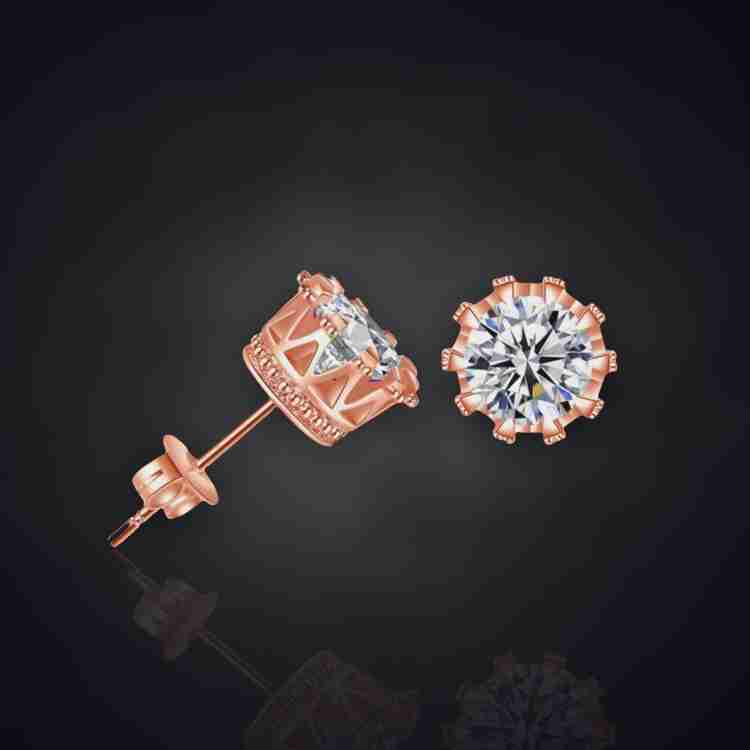 Rose gold cz deals stud earrings